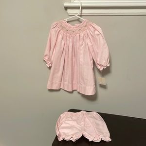 Sweet pink Petite Ami 9 mos winter/early spring weight smocked two piece